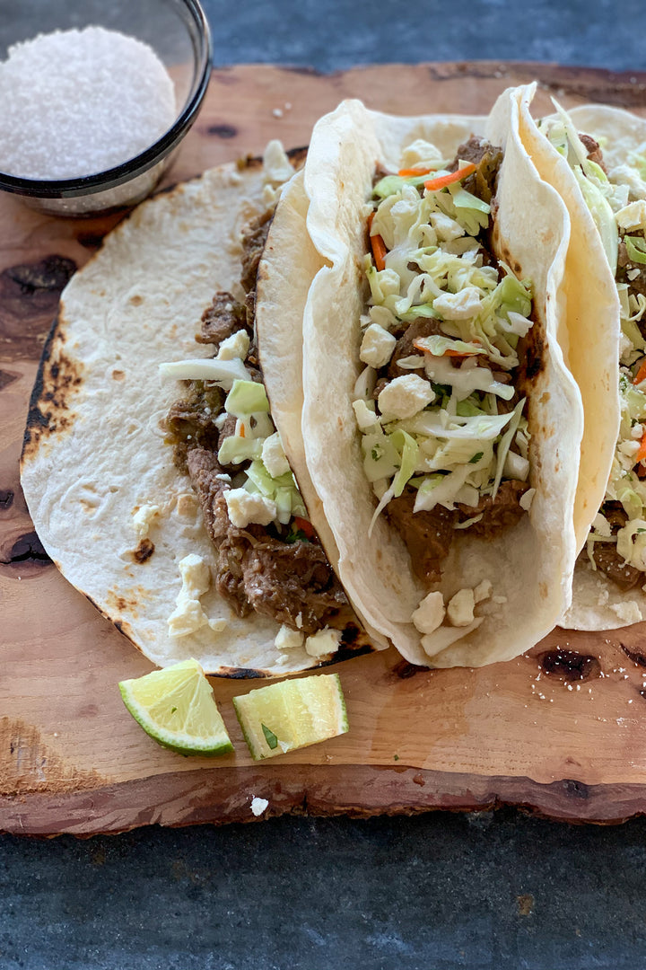 Slow Cooker Shredded Beef Tacos with Cabbage Slaw